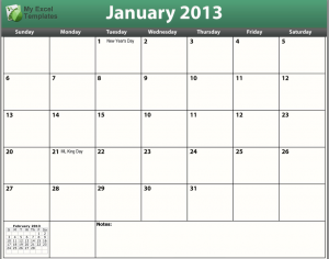 printable january 2013 calendar