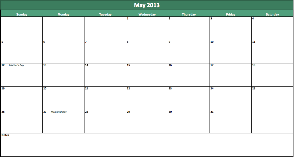 free may 2013 calendar