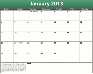 printable pdf 2013 calendar template
