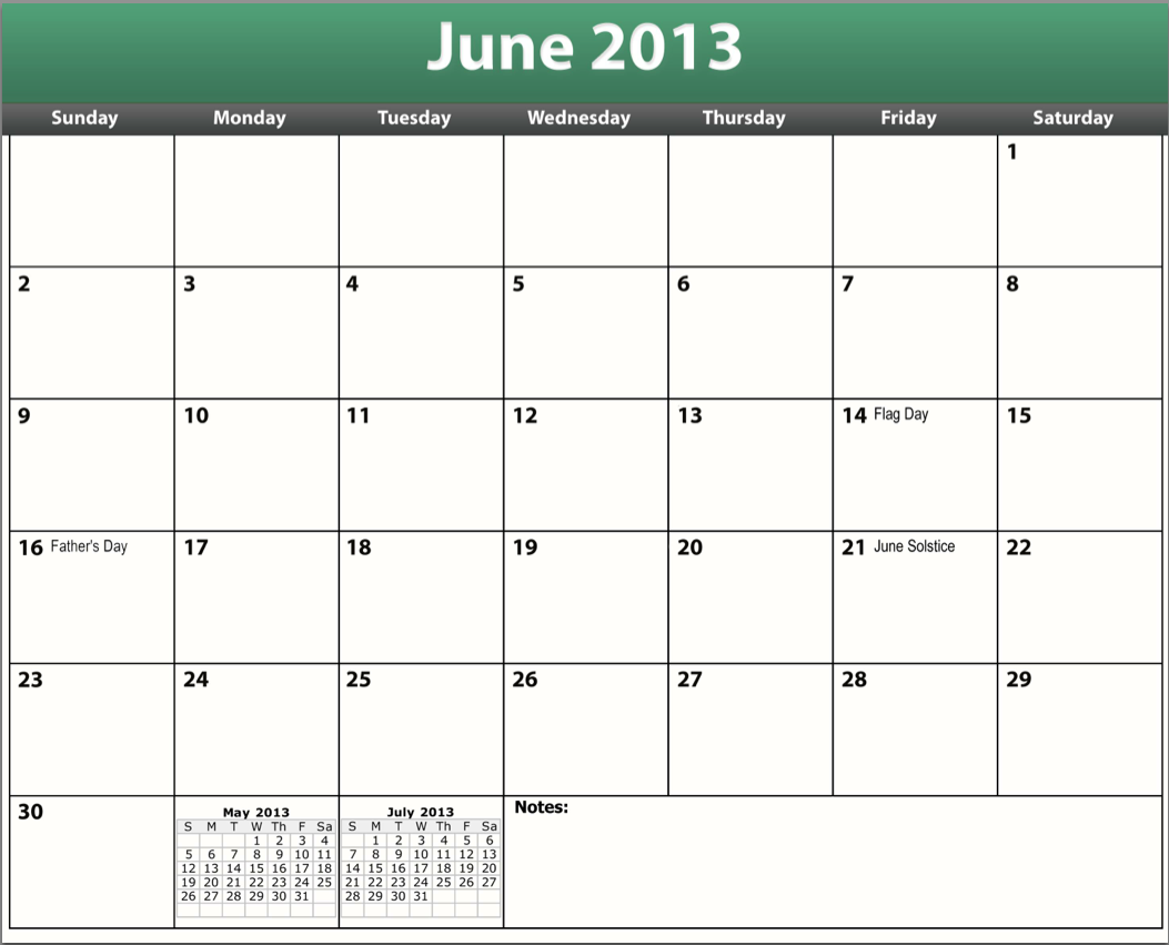 printable pdf june 2013 calendar template 