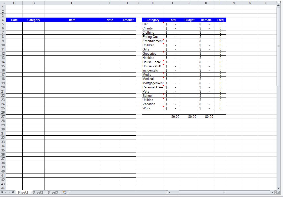 excel daily expenses template