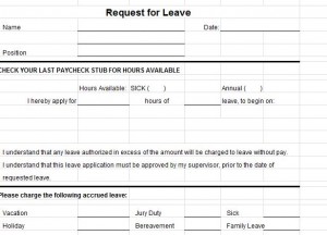 Screenshot of the Leave Request Form