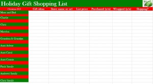 Printable Christmas Gift List Template screenshot