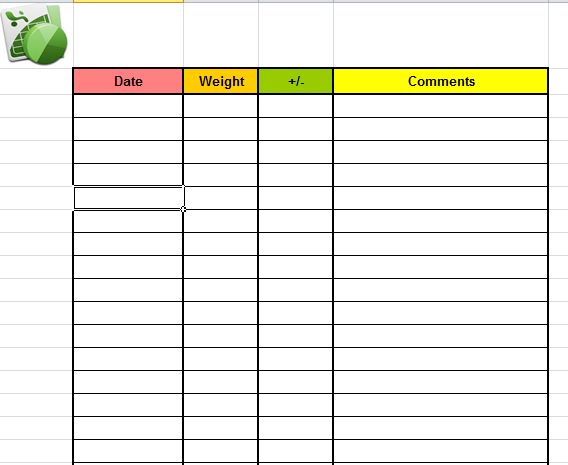 weight and measurment tracker excel