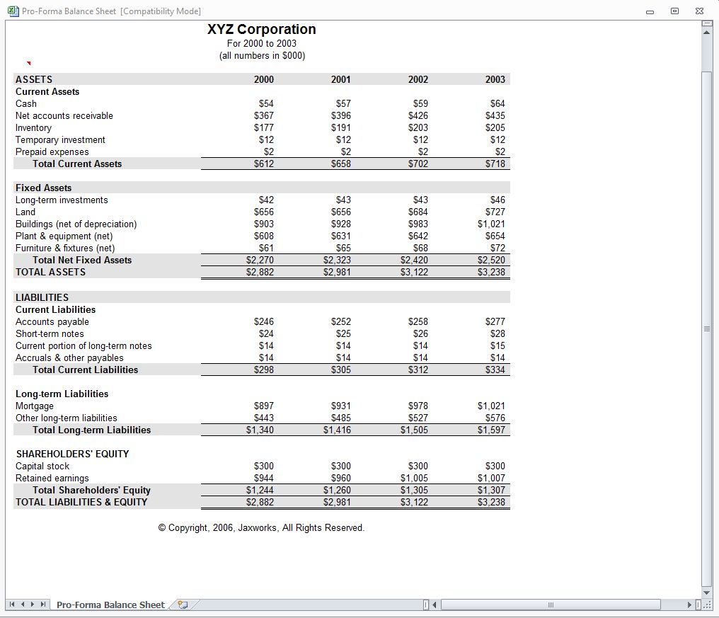 Business Pro Forma Excel Template from myexceltemplates.com