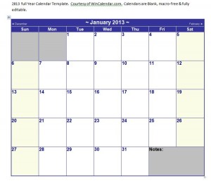 Microsoft Word Calendar Template 2013 from MyExcelTemplates.com