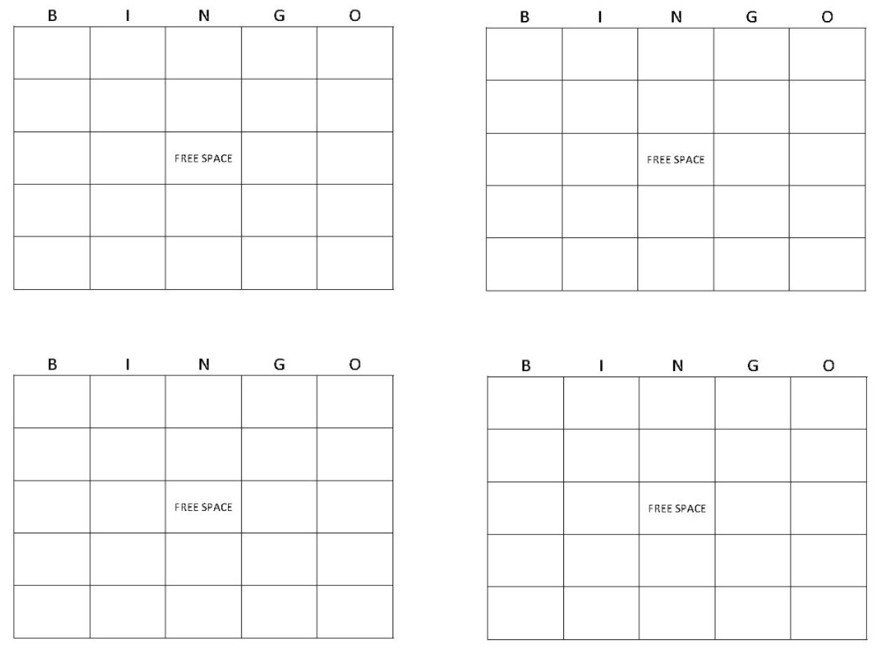 blank bingo cards printable