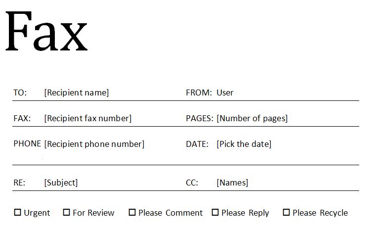 Microsoft Fax Cover Sheet Template Free