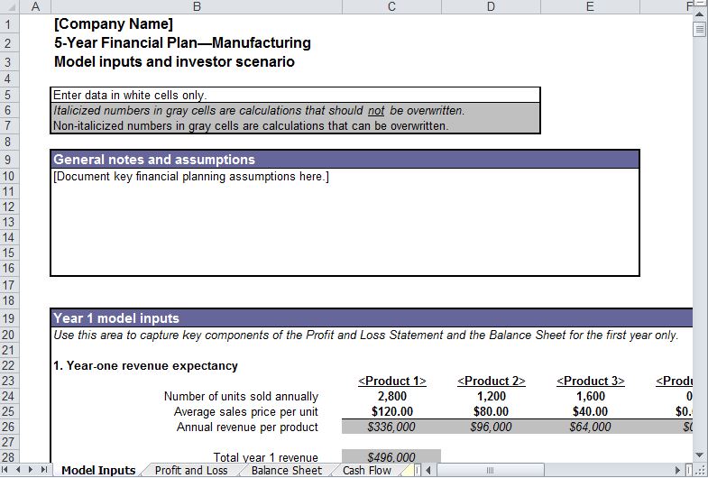 Five Year Financial Plan Template