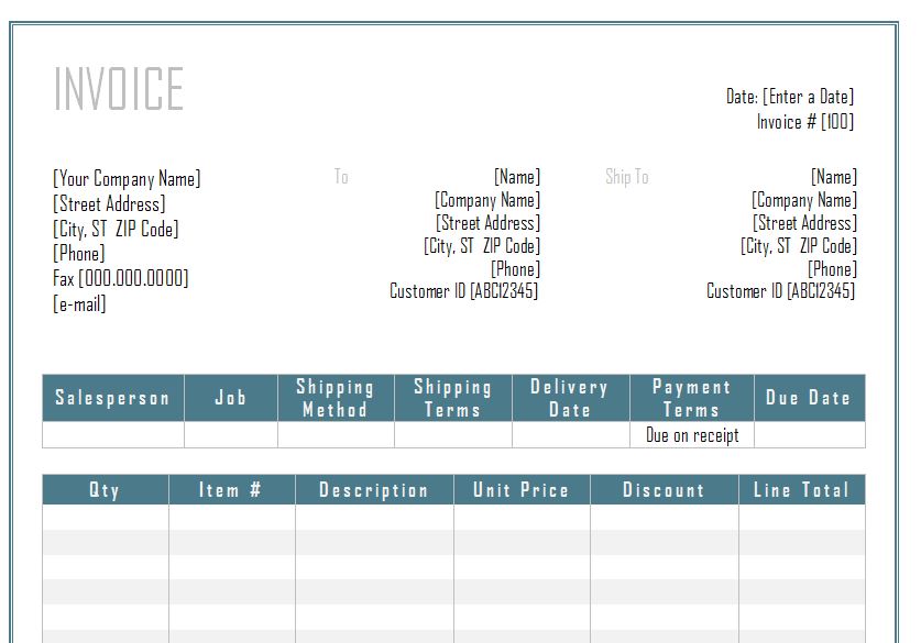 word invoice template download