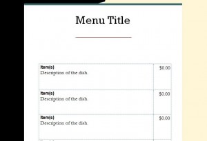 The Menu Template Word Document
