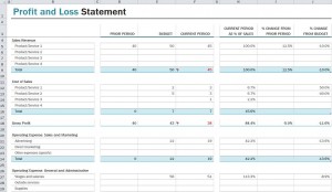 Profit and Loss Statement Template Excel