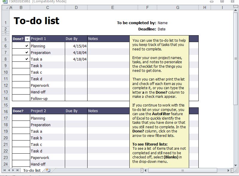 microsoft office todo list