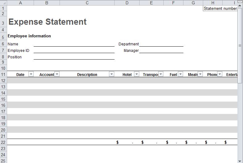 Expense Report Template Excel 2010