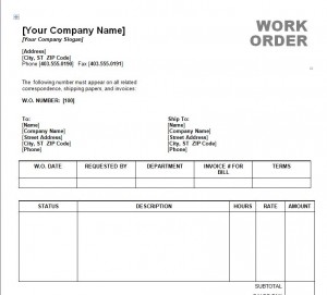 Work Order Template Word for FREE