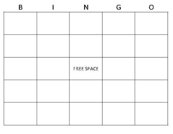 bingo card template excel