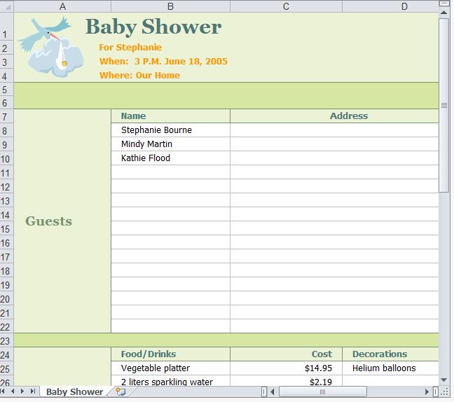 Baby store shower organizer