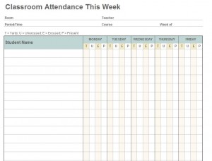 Class Attendance Template screenshot