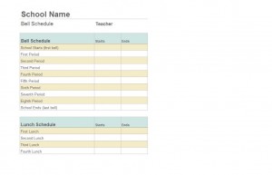 Screenshot of the Class Schedule Template