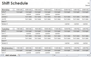 Employee Shift Schedule Template