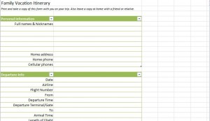 Family Vacation Itinerary Template from myexceltemplates.com
