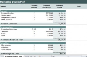 marketing budget plan template xls