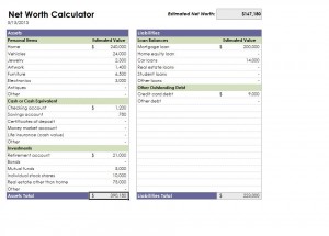 Screenshot of the Net Worth Calculator