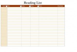 Screenshot of the Reading List Template