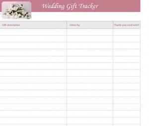 FREE Wedding Gift List Template