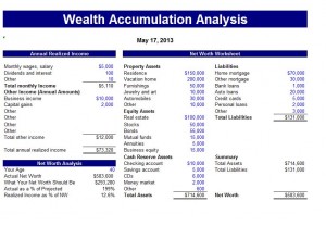 screenshot of the wealth accumulation calculator