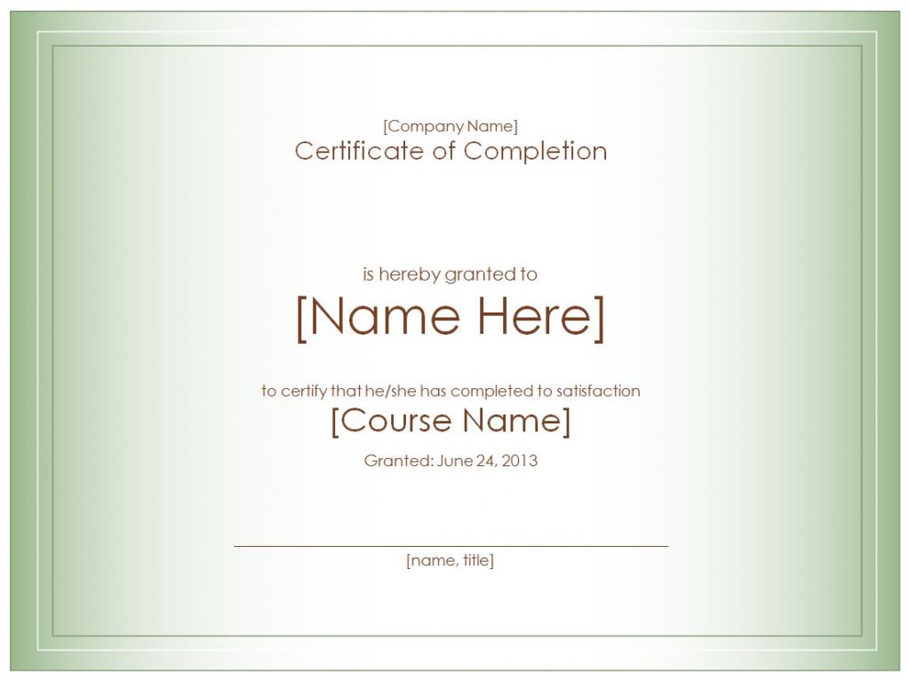 Certificate of Completion Template | Certificate of Completion Templates