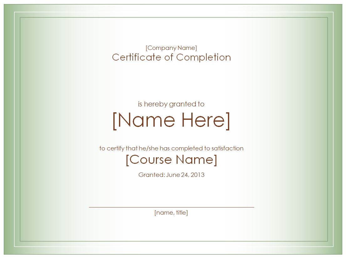 Free Training Completion Certificate Templates