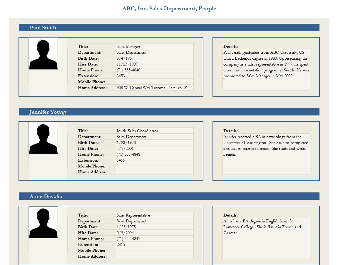 Employee Profile Template | Employee Profile Form Template