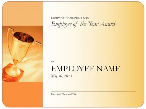 Photo of the Employee of the Year Certificate