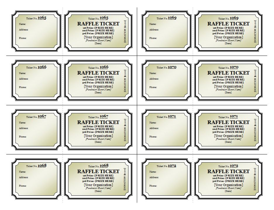 Raffle Ticket Template Raffle Tickets Templates