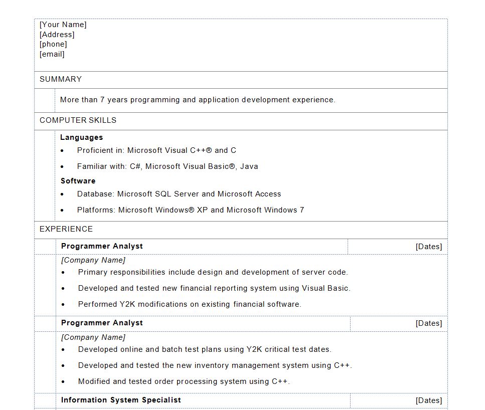 Computer Programmer Resume Template