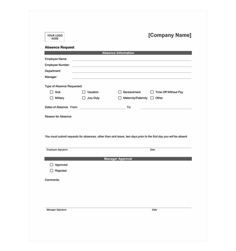 Time Off Request Form Day Off Request Form