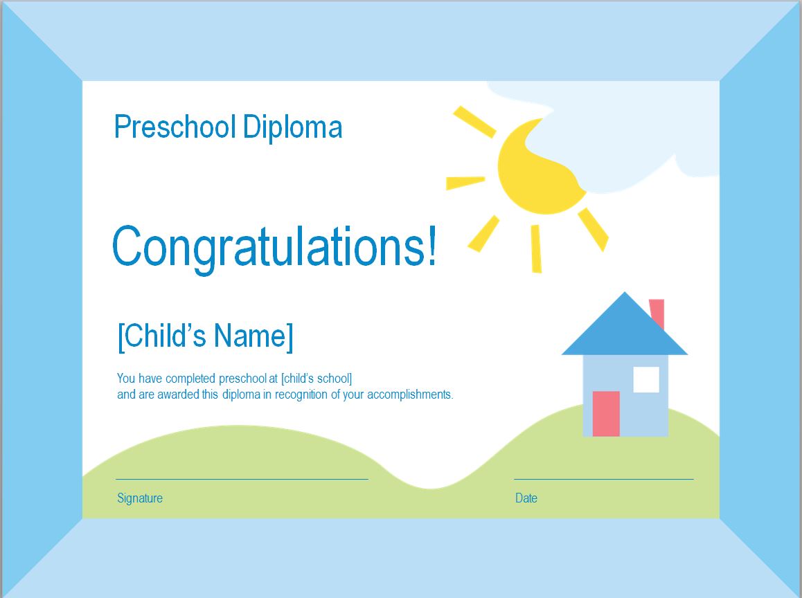 Preschool Diploma Template Preschool Diplomas