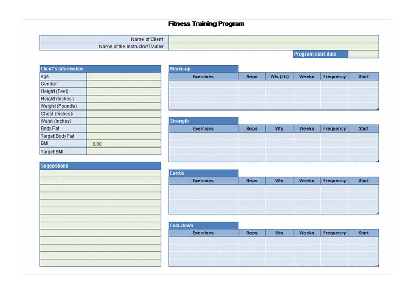 gym workout planner template