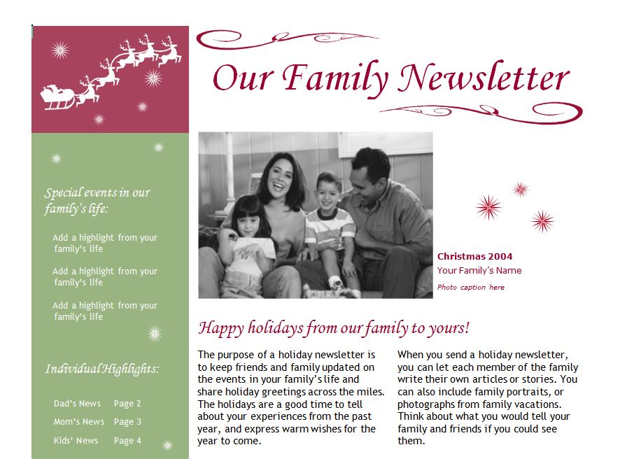 Free Christmas Newsletter Templates For Word FREE PRINTABLE TEMPLATES
