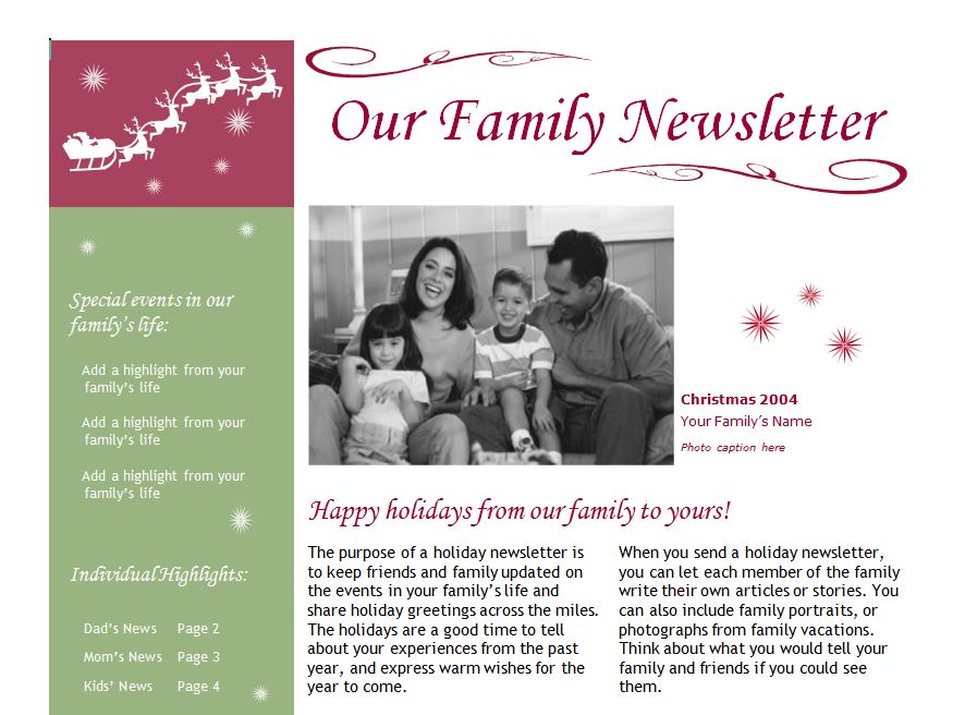 Microsoft Word Template Christmas Newsletter