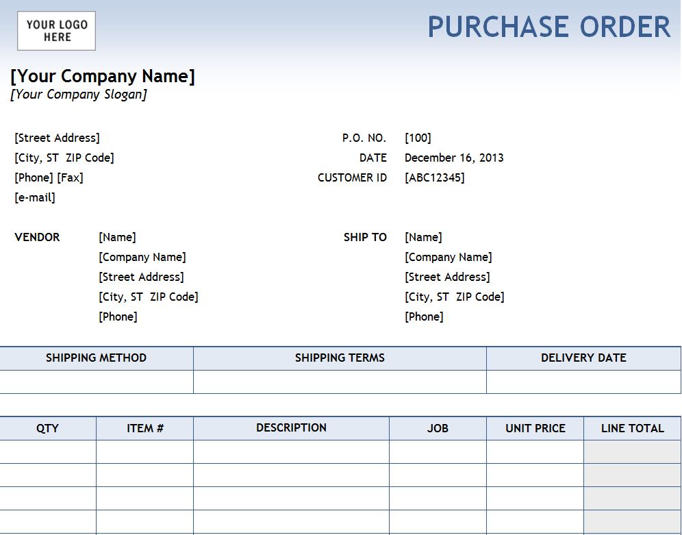 How To Create A Purchase Order Template In Excel