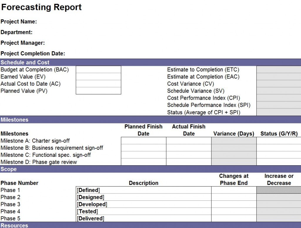 Forecasting Report Template Excel Forecasting Report 7583