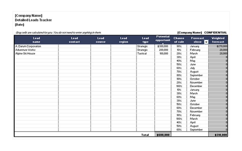 Free sales lead form template excel