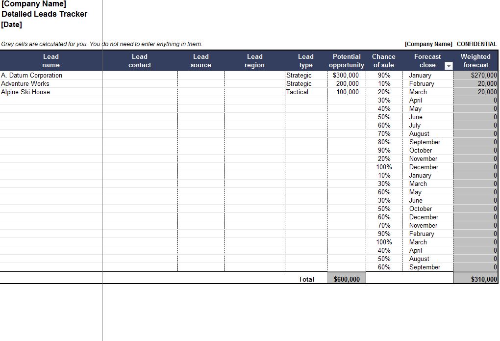 Sales Lead Template Sales Leads Template