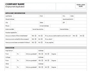Free Application for Employment Template