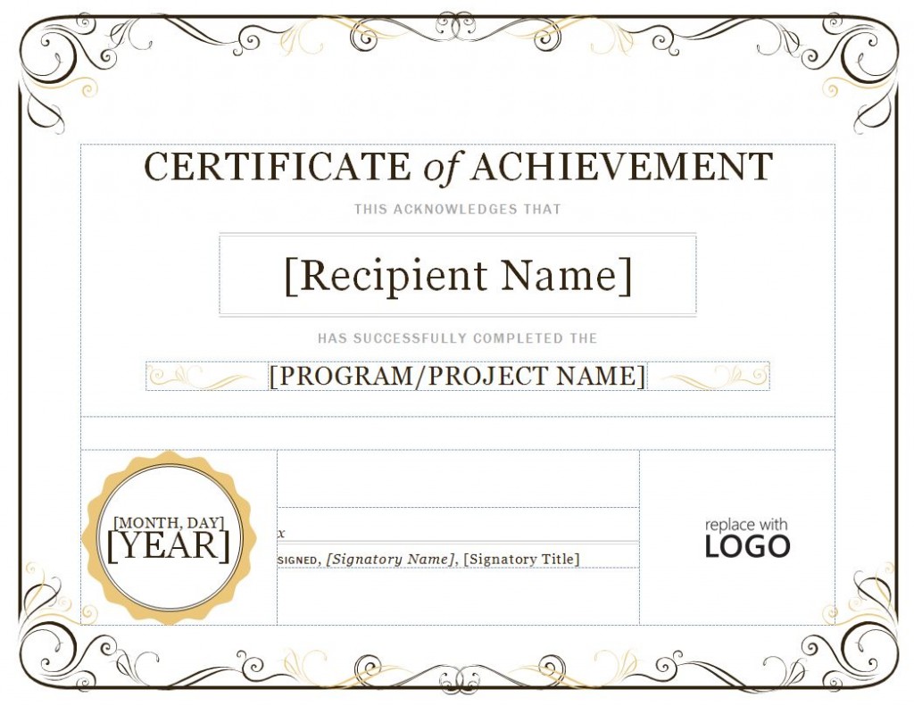 Certificate Of Achievement Template Word