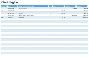 personal checkbook register