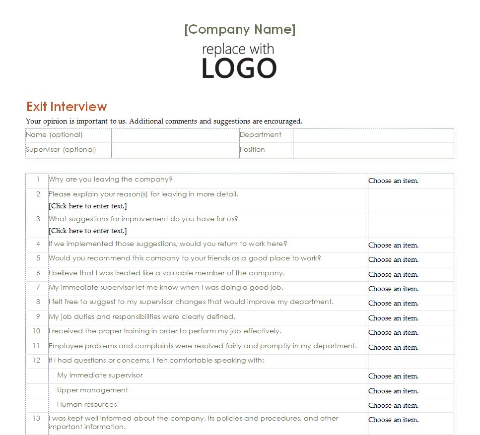 Employee Exit Interview  Employee Exit Interview Form