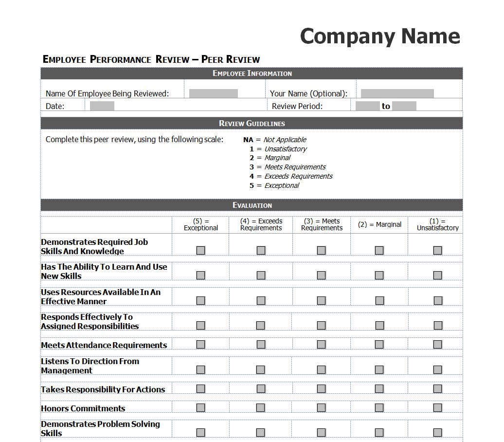 Employee Performance Review Checklist